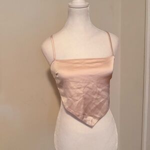 Forever 21 Blush Satin Tie-Back Top